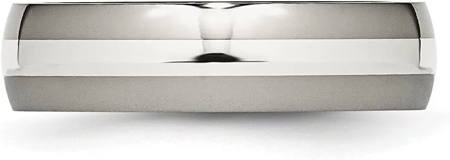 Diamond2Deal Titanium and Sterling Silver 6mm Wedding Band Ring For Men