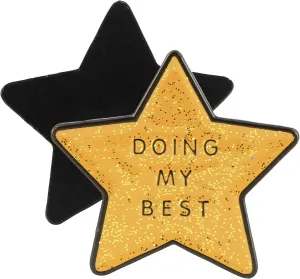Doing My Best Star Cute Motivational Lapel Pins - Gold Glitter, Funny Brooches for Backpacks, Jackets, Lanyards & Jewelry Accessories