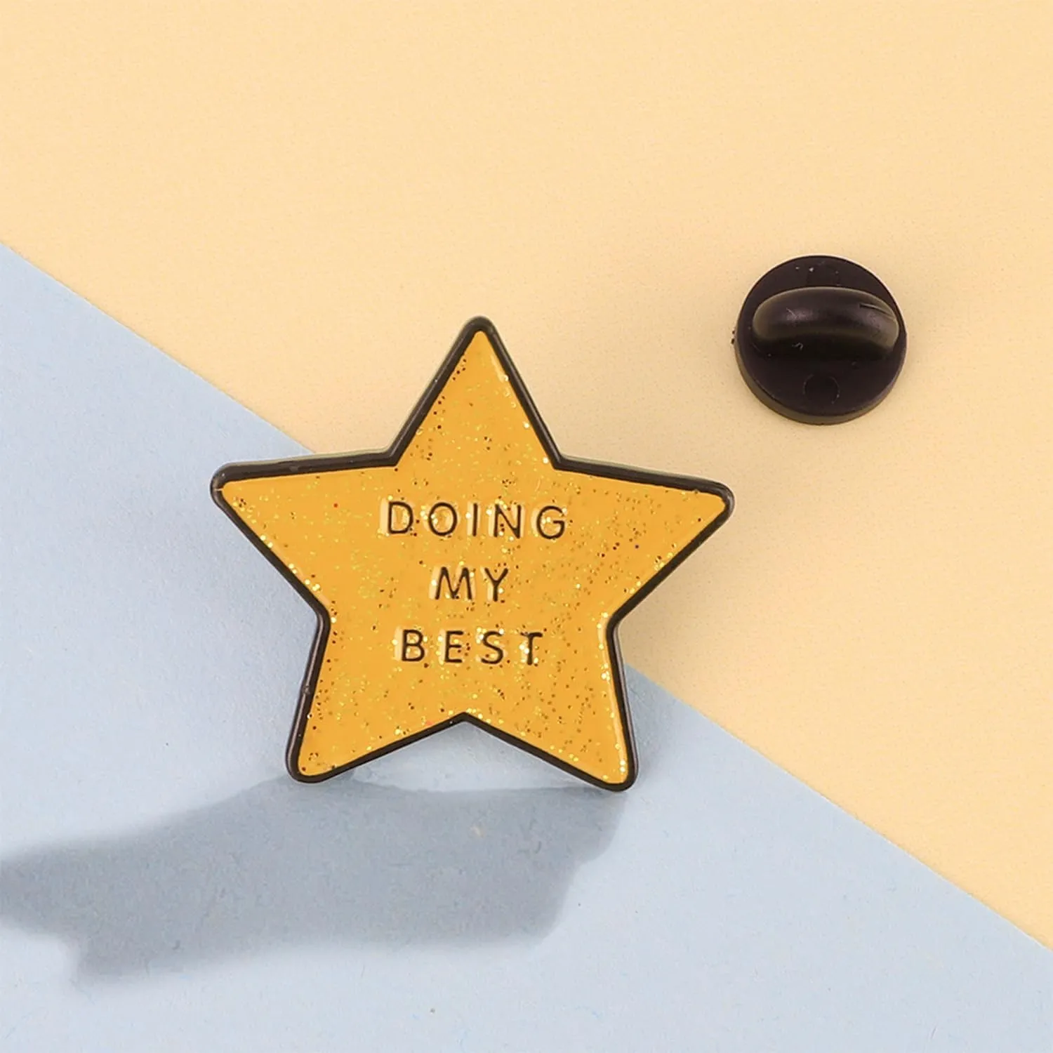 Doing My Best Star Cute Motivational Lapel Pins - Gold Glitter, Funny Brooches for Backpacks, Jackets, Lanyards & Jewelry Accessories