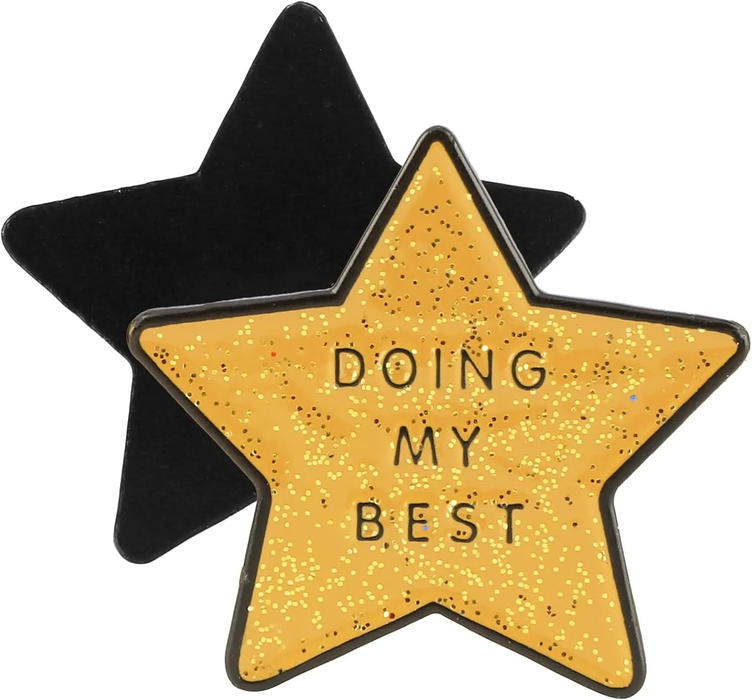 Doing My Best Star Cute Motivational Lapel Pins - Gold Glitter, Funny Brooches for Backpacks, Jackets, Lanyards & Jewelry Accessories