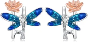 Dragonfly Cuff Earrings for Women 925 Sterling Silver Ear Cuffs Non Piercing Cartilage Cuff Ear Clips Earrings Dragonfly Jewelry Gifts for Women