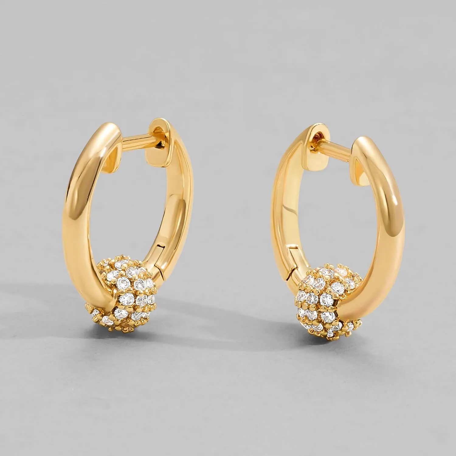 DREMMY STUDIOS Gold Dainty Huggie Hoop Earrings 18K Gold Plated Exquisite Open Tassel Dangle Charm Drop Sleeper Geometric Cross Coin Star Heart White CZ Simple Hypoallergenic Earrings for Women