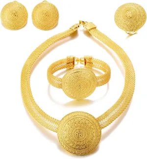 Dubai Gold Jewelry Sets for Women 24K Gold Plated Costume Jewelry for Women Prom Jewelry Sets Valentines Anniversary Birthday Gifts