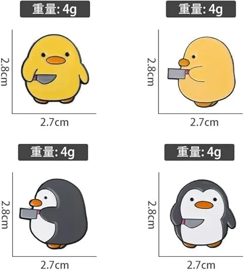 Duck Penguin with Dagger Knife Brooches Cute Cartoon Fun Animal Lapel Enamel Pin Metal Badge Decoration for Backpacks Clothes Bags