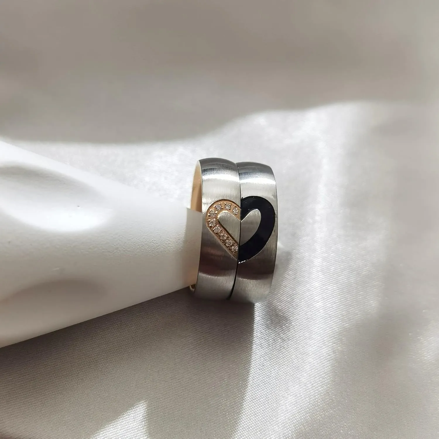 EBAT Matching Promise Rings for Couples Love Heart Couple Ring Set His and Her Rings Women Mens Women's Men Personalized Engraved Custom Name