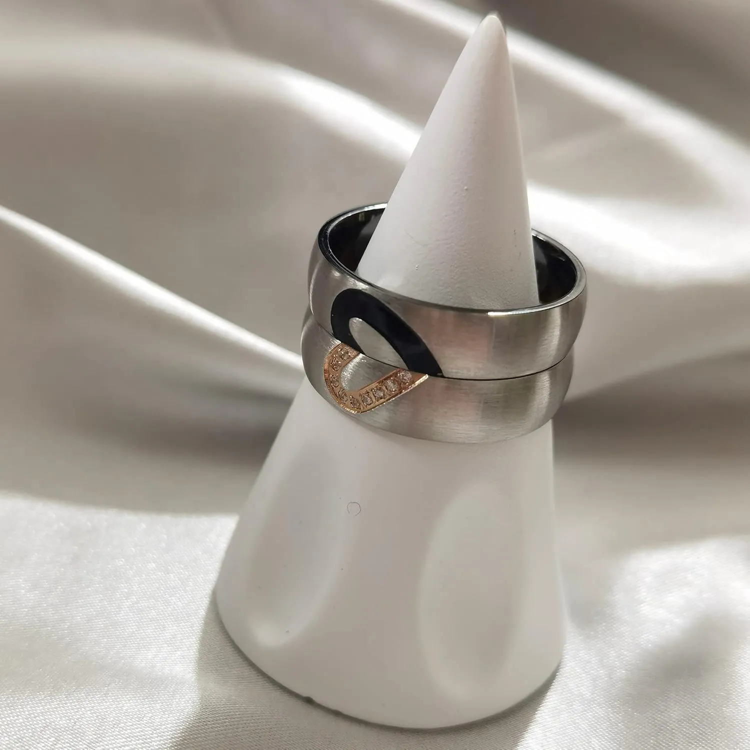 EBAT Matching Promise Rings for Couples Love Heart Couple Ring Set His and Her Rings Women Mens Women's Men Personalized Engraved Custom Name