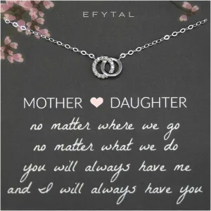 EFYTAL Mother Daughter Necklace, Mothers Day Gift for Mom or Daughter, Mama Jewelry Gifts, Mom Gifts