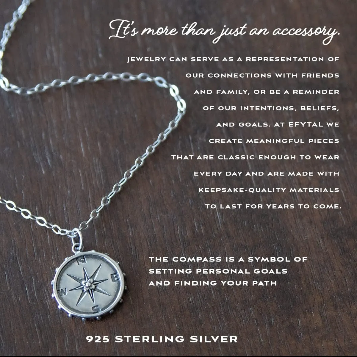 EFYTAL Sterling Silver or Gold Plated Studded Compass Necklace - Inspirational Gifts for Women: Retirement, Friendship, Farewell or New Job