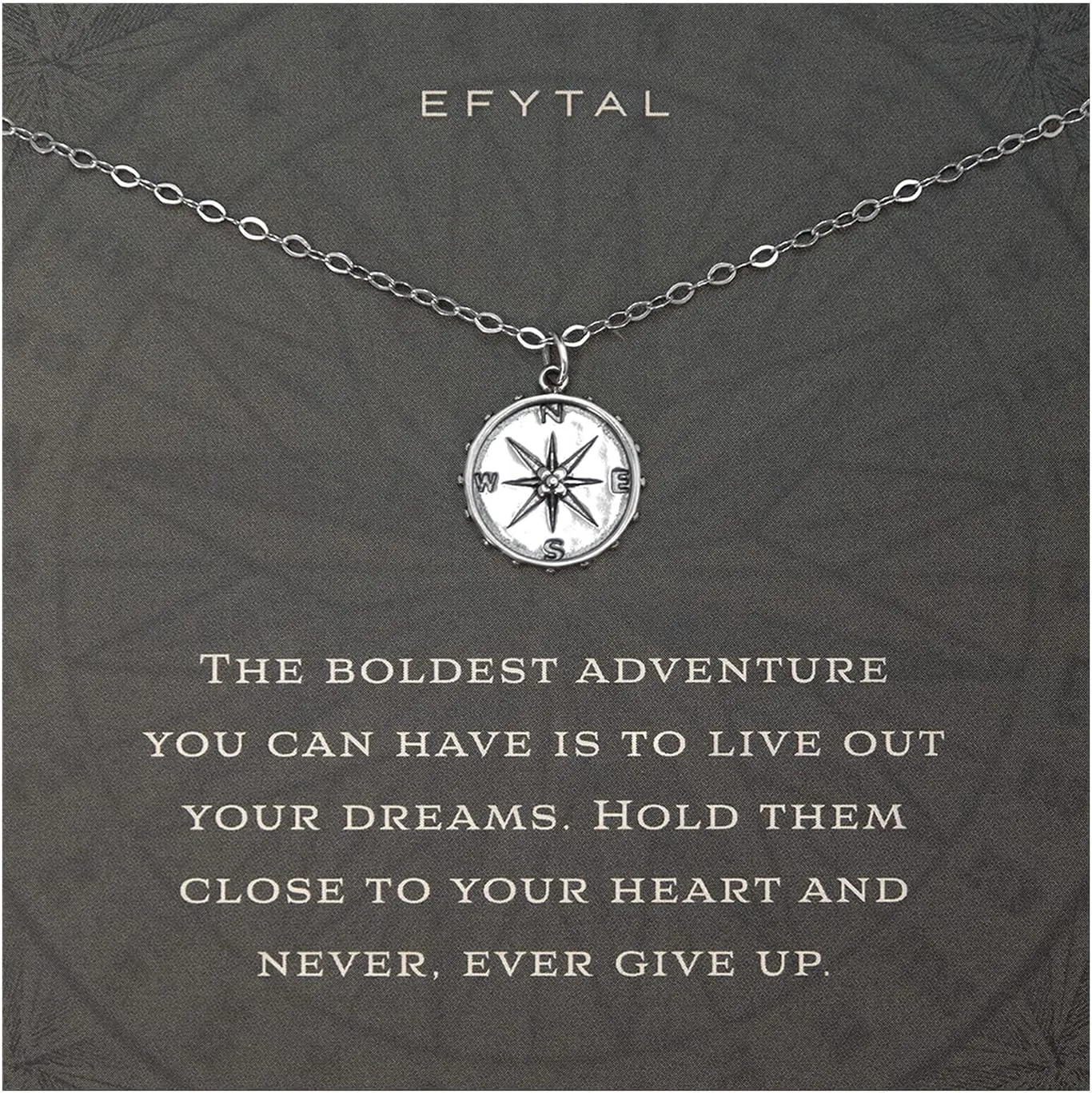 EFYTAL Sterling Silver or Gold Plated Studded Compass Necklace - Inspirational Gifts for Women: Retirement, Friendship, Farewell or New Job