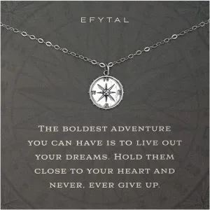 EFYTAL Sterling Silver or Gold Plated Studded Compass Necklace - Inspirational Gifts for Women: Retirement, Friendship, Farewell or New Job