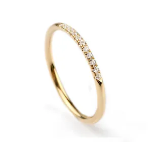 Elegant J. Box Women Dainty Diamond Ring in Solid Gold 9K,14K & 18K, Black Or White Diamond Midi Ring, Knuckle Diamond Band, Delicate Diamond Band, Unique Gift, 1,25mm