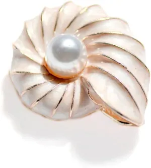 Enamel White Pearl Conch Shell Brooch Pin for Women Fashion Sea Nail Shell Brooches Lapel Pins Summer Beach Jewelry