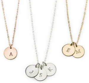 Endless Story 9mm 14K Gold Filled Personalized Dainty Disk Necklace,Custom Initial Necklace,Mothers Necklace, Jewelry Gift for Her