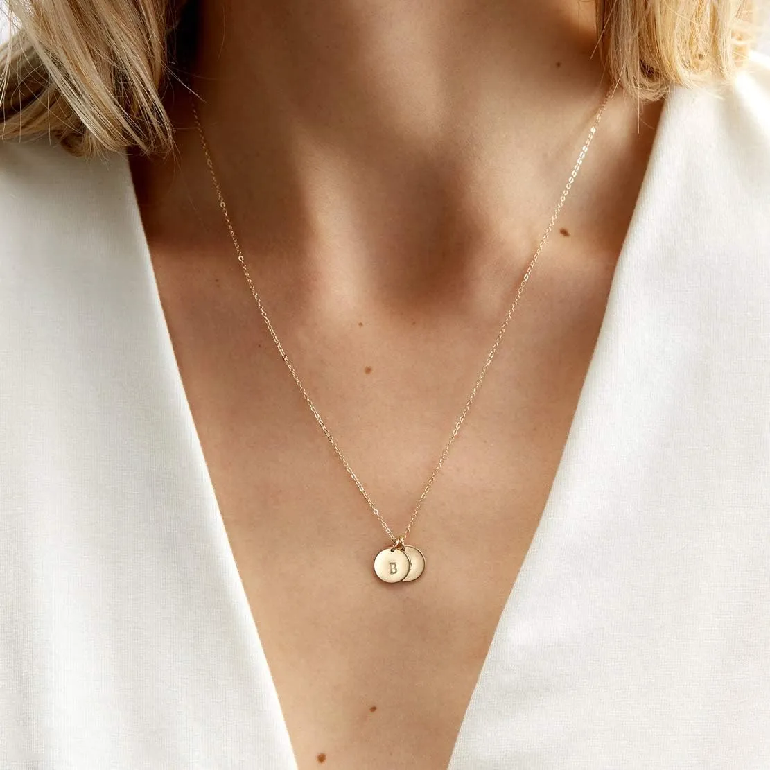 Endless Story 9mm 14K Gold Filled Personalized Dainty Disk Necklace,Custom Initial Necklace,Mothers Necklace, Jewelry Gift for Her