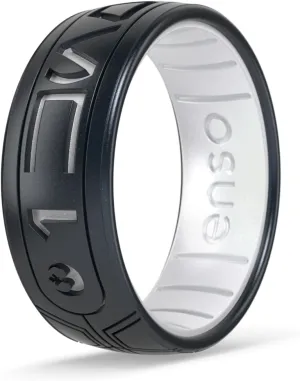 Enso Rings Star Wars Silicone Ring - Comfortable and Flexible Design - I Know (Aurebesh) - Black Pearl/Pearl - Size 10