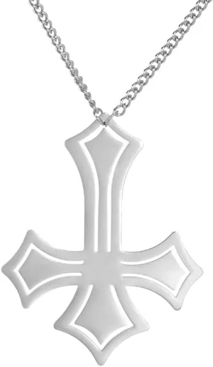 EUEAVAN Stainless Steel Inverted Cross Pendant Necklace Diamond-Trimmed Inverted Classic Satanic Jewelry Religious Necklace