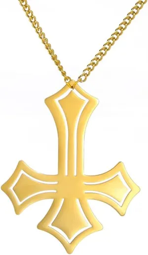 EUEAVAN Stainless Steel Inverted Cross Pendant Necklace Diamond-Trimmed Inverted Classic Satanic Jewelry Religious Necklace