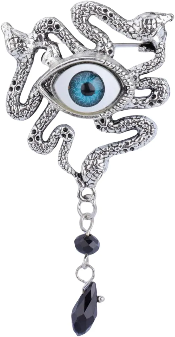 Evil Eye Brooch Pin for Women Men Gold Plated Fashion Crystal Vintage Tassel Brooch Snake Flip Collar Brooch Creative Dress Accessories Party Jewelry Gift Valentine's Day Wedding Father's Day