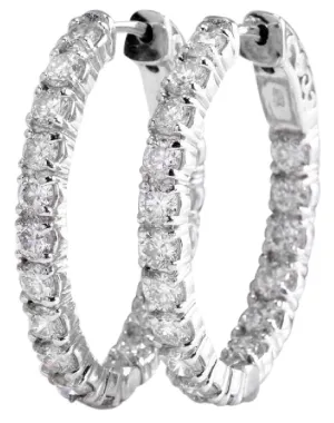 Exquisite 3.25 Carats Natural Diamond 14K Solid White Gold Hoop Earrings Exquisite 3.25 Carats Natural Diamond 14K Solid White Gold Hoop Earrings