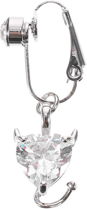Fake Belly Ring with Zircon Inlaid Dangle Design No Punching Clip Belly Button Ring for Women Accessory for Beach Parties and Cosplay