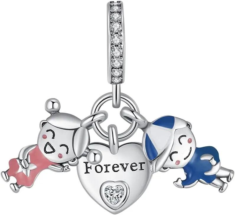 Family Sister Friends Love 925 Sterling Silver Charms Dangles for Bracelets and Necklace Jewelry Gift for Women Family and Friends