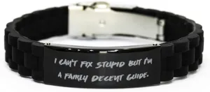 Fancy Guide Gifts, I Can't Fix Stupid but I'm a, Guide Black Glidelock Clasp Bracelet From Colleagues, Gifts For Colleagues, Couple, Relationship, Love, Friendship, Matching, His and hers, Hers and