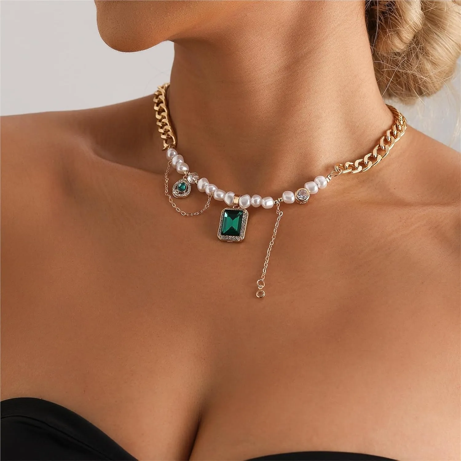 Fashion Jewelry Imitation Pearl Splicing Clavicle Chain Necklace Personalized Retro Necklace