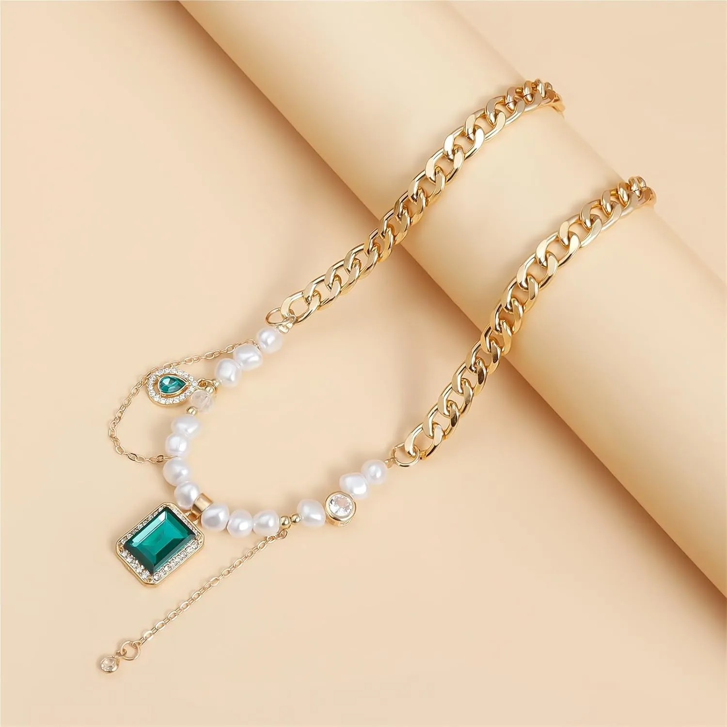 Fashion Jewelry Imitation Pearl Splicing Clavicle Chain Necklace Personalized Retro Necklace