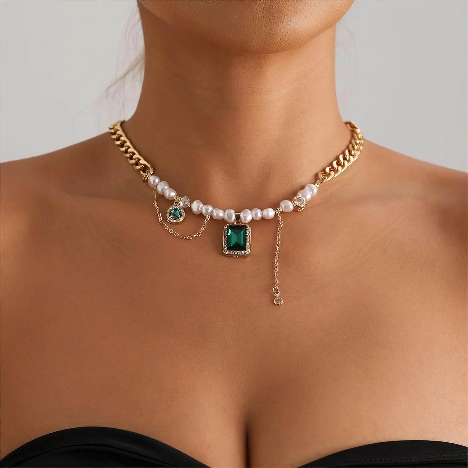 Fashion Jewelry Imitation Pearl Splicing Clavicle Chain Necklace Personalized Retro Necklace