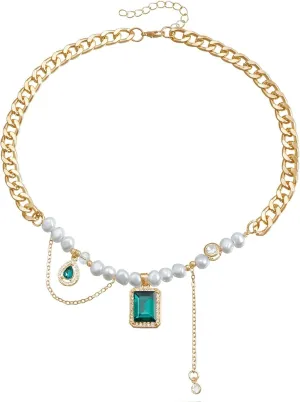 Fashion Jewelry Imitation Pearl Splicing Clavicle Chain Necklace Personalized Retro Necklace