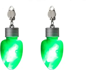 Fashion LED Light Bulb Clip On Dangling Earrings Color Bulbs Light Up Glow in The Dark Non Piercing Dangle Drop Statement Earring Cuffs Cute Jewelry Christmas Festival Holiday Party Gifts for Women Hypoallergenic Clip Earrings