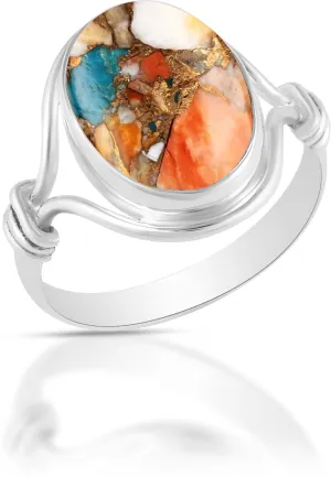 Fine Sterling Silver Ring For Womens Oyster Copper Turquoise Ring Sterling Silver Engagement Ring Bezel Set Gemstone Ring