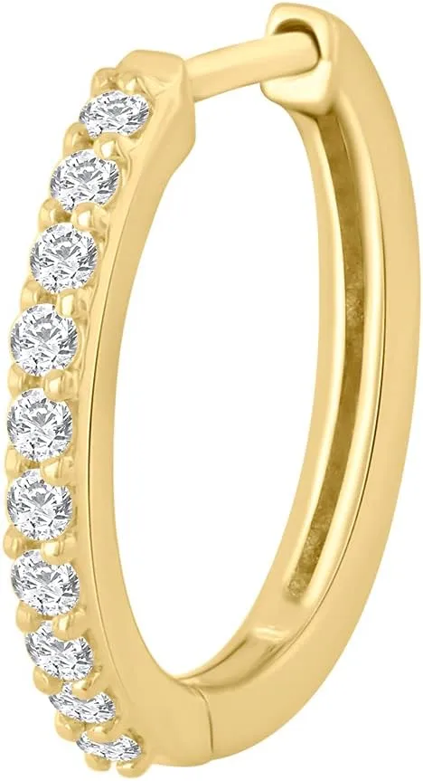 FINEROCK 0.11 Carat Diamond Nose Pin Hoop in 10K Gold