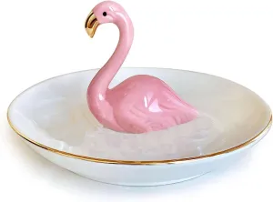 Flamingo Ceramic Jewelry Holder.Storage Box For Rings,Earrings,Necklaces And Bracelets.Birthday Wedding Holiday Gift For ladies And Girls Jewelry Tray. (Bb)