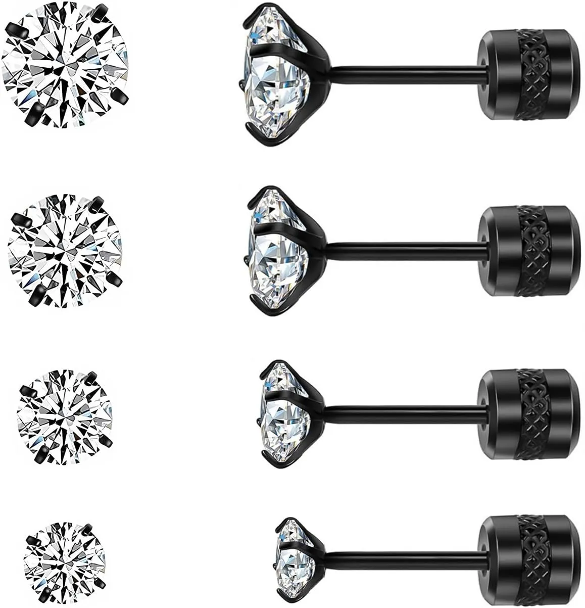 Flat Back Stud Earrings for Women - Colorful Zirconia Cartilage Stud Earrings Jewelry Set for Women Girls