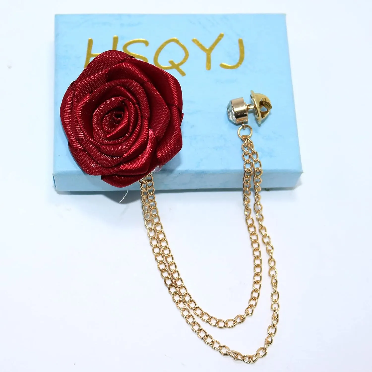 Floral Bridegroom Wedding Badge Brooches Cloth Art Rose Flower With Hanging Tassel Chain Suit Shirt Lapel Brooch Pin Fashion Jewelry for Men Boy