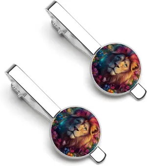 Flower Lion Tie Clip Classic Necktie Bar Pinch Clothing Accessories for Wedding Party Business