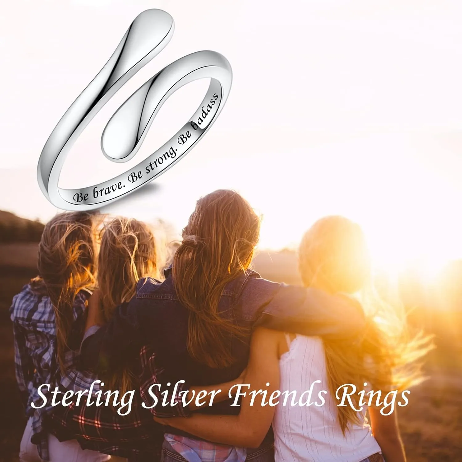 Fookduoduo 925 Sterling Silver Ring Inspirational Jewelry adjustable Wrap Open Rings for Women