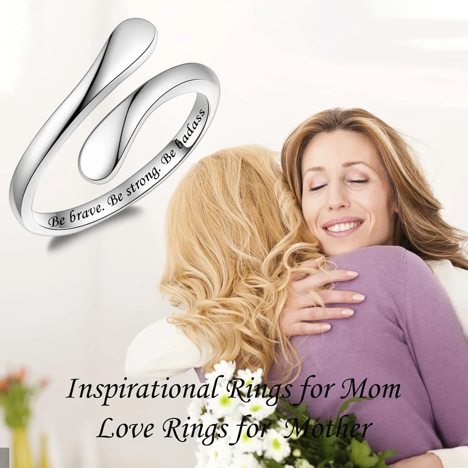 Fookduoduo 925 Sterling Silver Ring Inspirational Jewelry adjustable Wrap Open Rings for Women