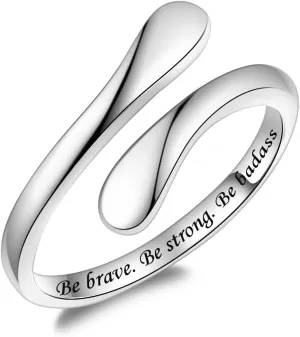 Fookduoduo 925 Sterling Silver Ring Inspirational Jewelry adjustable Wrap Open Rings for Women