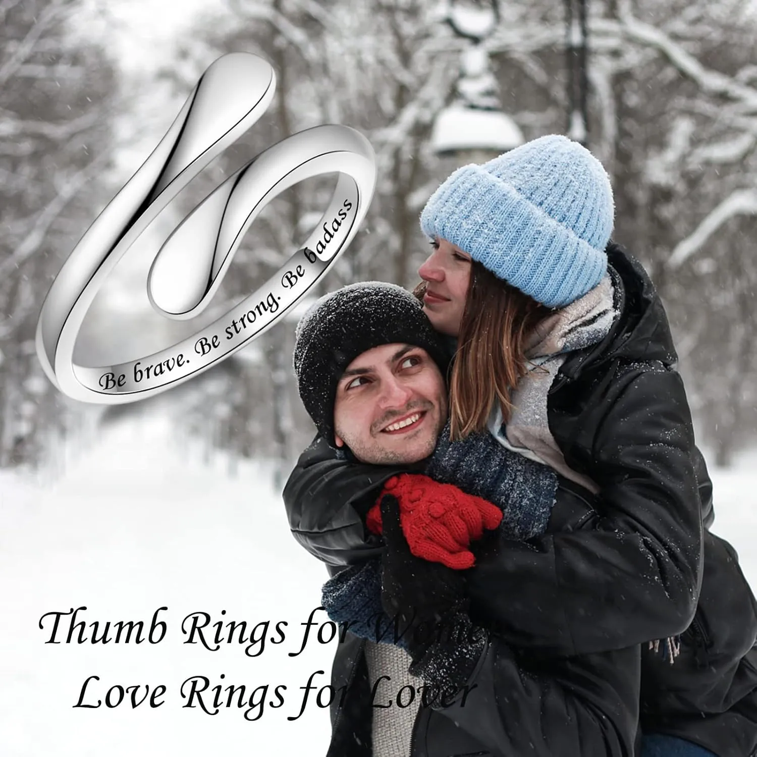 Fookduoduo 925 Sterling Silver Ring Inspirational Jewelry adjustable Wrap Open Rings for Women