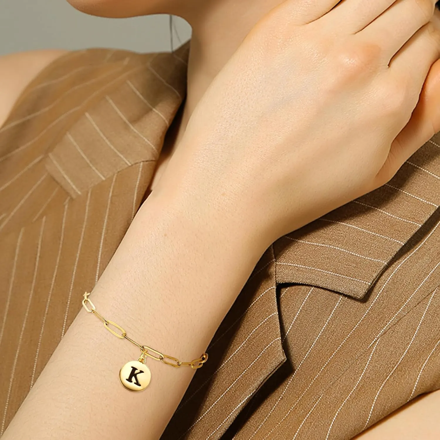 Friendship Bracelets S925 Sterling Silver Initial LUCK Bracelet Friendship Letter L/U/C/K Adjustable Gold Plated Bracelets Christmas Initial Gifts for Women