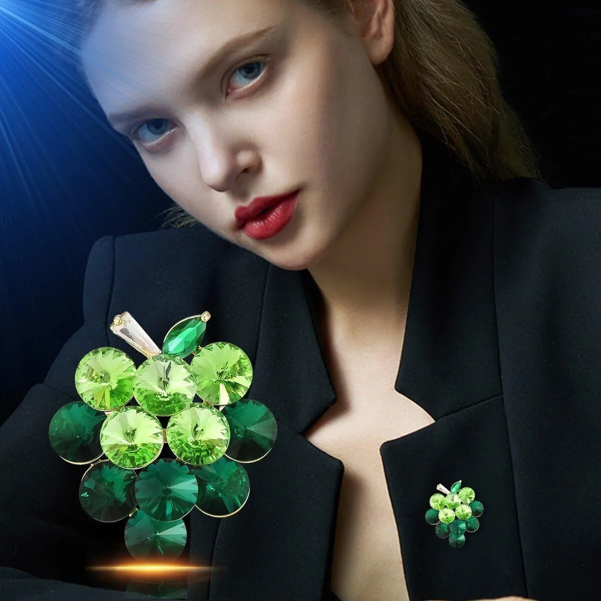 Fruit Brooch Austrian Crystal Rhinestone Brooch 18K Gold Plated Birthstone Lapel Pin Jewelry Birthday Gifts for Women Men