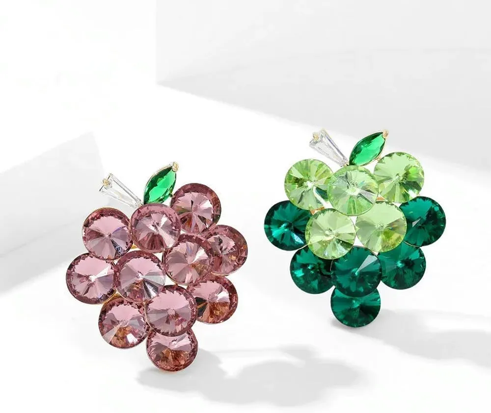 Fruit Brooch Austrian Crystal Rhinestone Brooch 18K Gold Plated Birthstone Lapel Pin Jewelry Birthday Gifts for Women Men