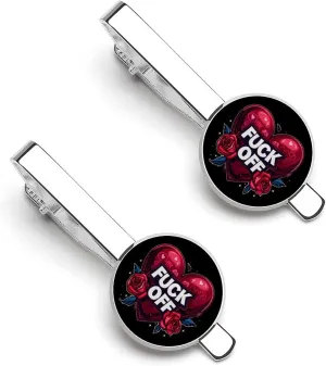 Fuck Off Men's Tie Clip Round Tie Bar Tie Tack Pins Jewelry Accessories for Father's Day Gifts
