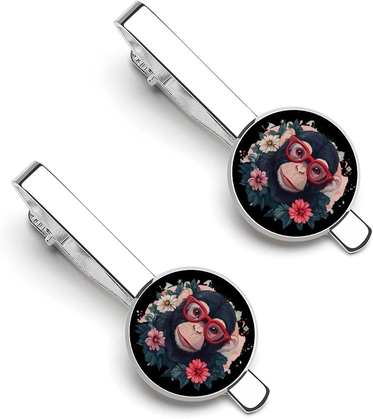 Funny Monkey Men's Tie Clip Tie Bar Round Tie Clasp Classic Tie Tack Pins Jewelry Accessories