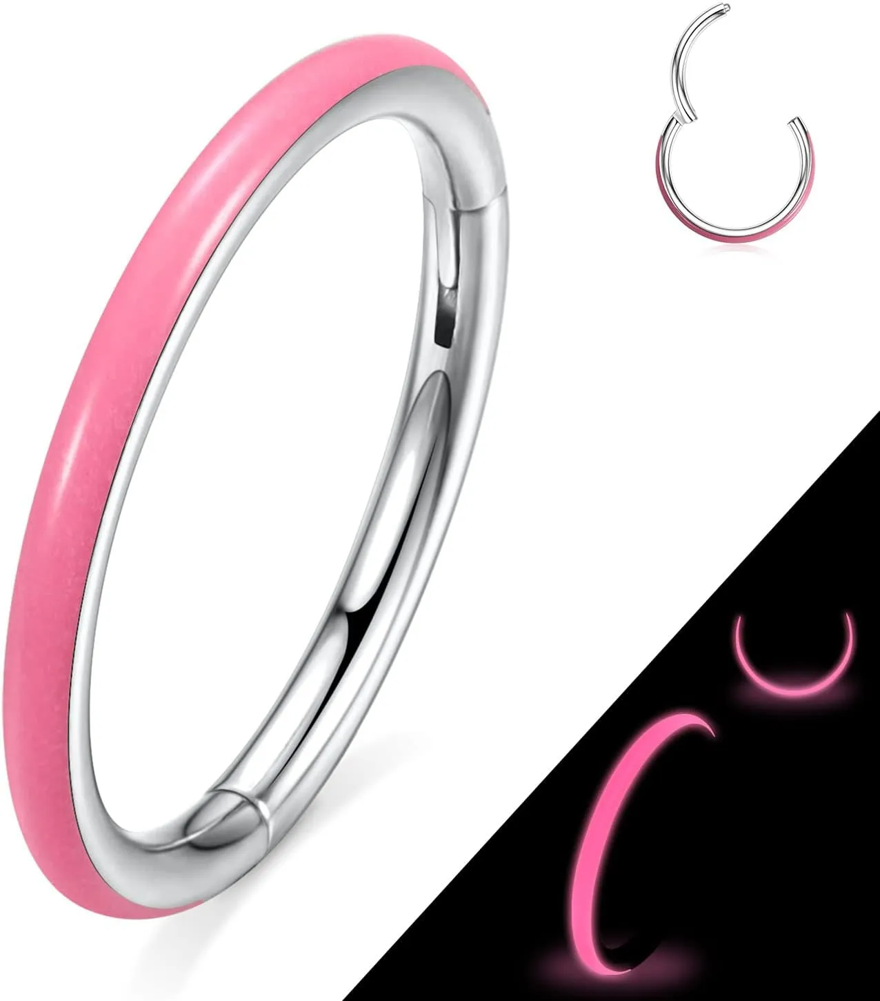 GAGABODY Conch Piercing Jewelry Fluorescence Paved 16g Septum Ring Daith Earring Clicker Hoop Piercing Rings Lip Rings Helix Rook Cartilage Piercing Jewelry