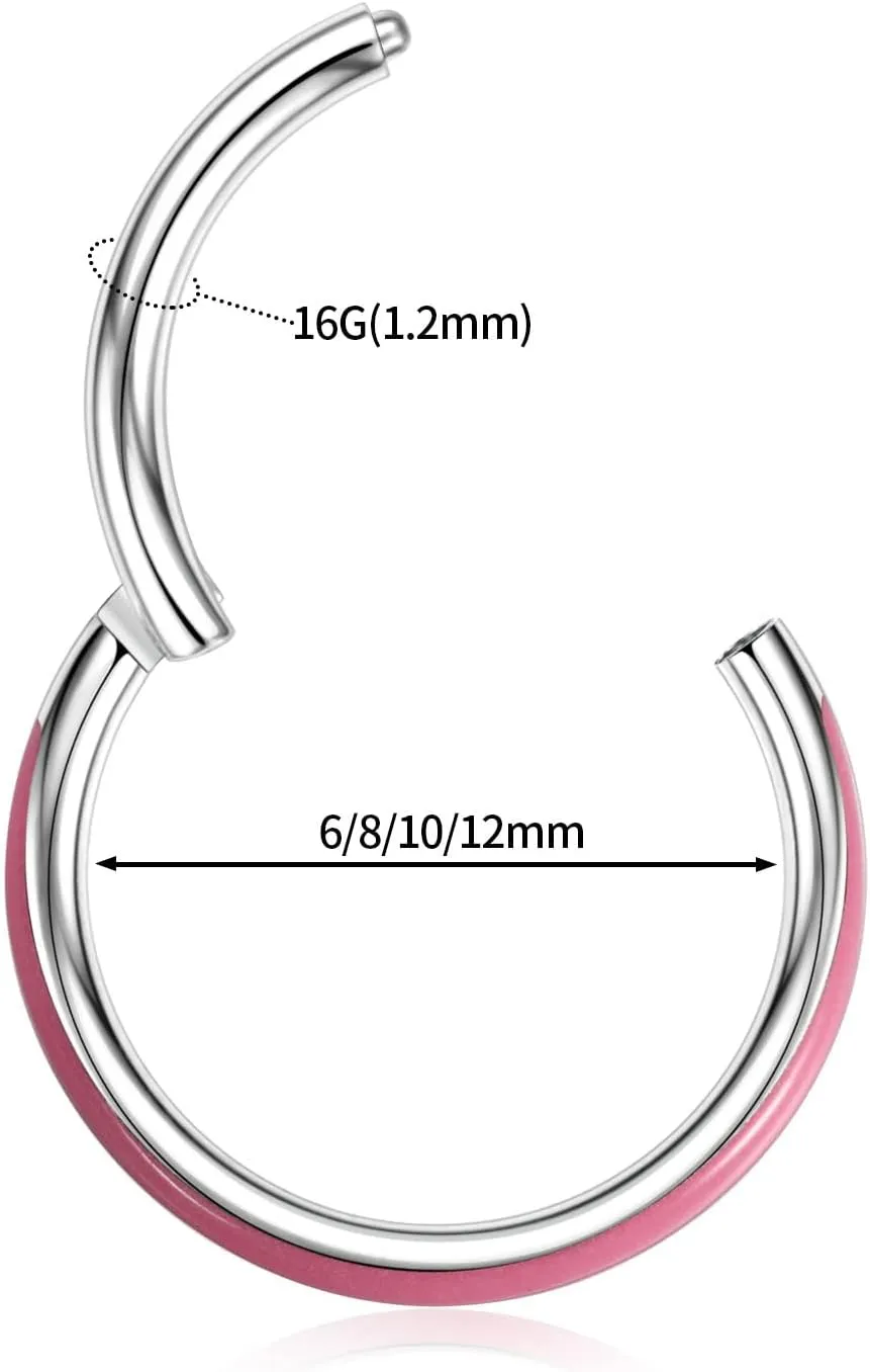 GAGABODY Conch Piercing Jewelry Fluorescence Paved 16g Septum Ring Daith Earring Clicker Hoop Piercing Rings Lip Rings Helix Rook Cartilage Piercing Jewelry
