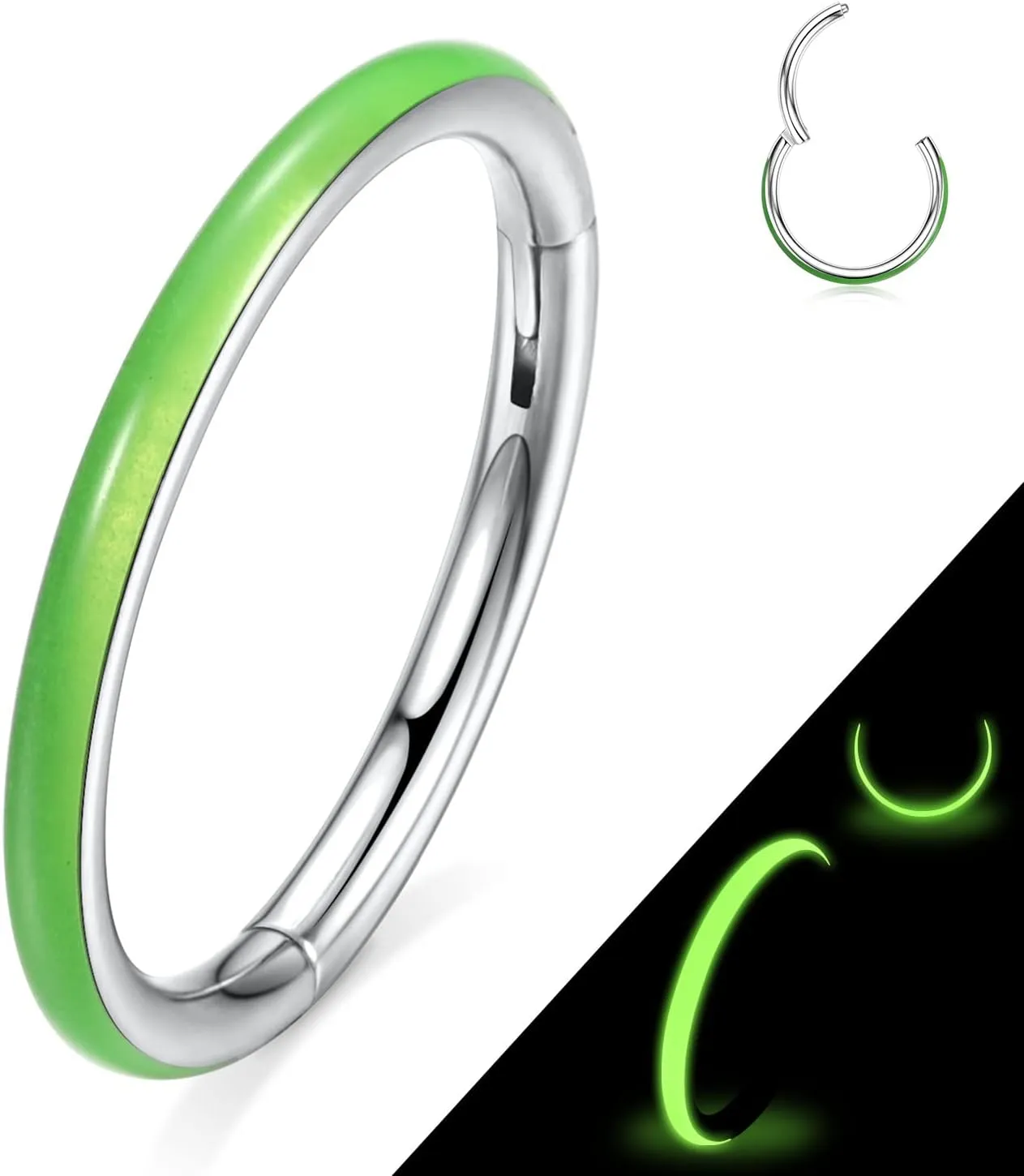 GAGABODY Conch Piercing Jewelry Fluorescence Paved 16g Septum Ring Daith Earring Clicker Hoop Piercing Rings Lip Rings Helix Rook Cartilage Piercing Jewelry