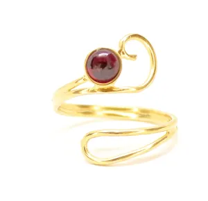 Garnet gold open ring for women, Adjustable stone Ring, Red Stone ring, Unique ring, Gift for Her, Garnet ring, Natiral garnet ring, Rings for teen girls, Vintage ring, Adjustable ring size 4-9